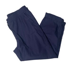 Talbots Navy Blue Cotton/Lyocell Elastic Waist Roll Tab Pants Women's Size 10